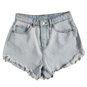 Wild Fable Women's Shorts Size 4 High-Rise Frayed Raw Hem Jean Denim Light Wash